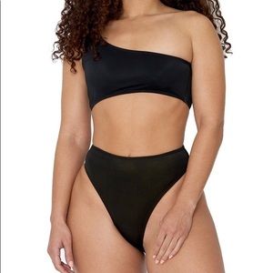 Black One Shoulder Two Piece Bikini - Sz. L, NWT